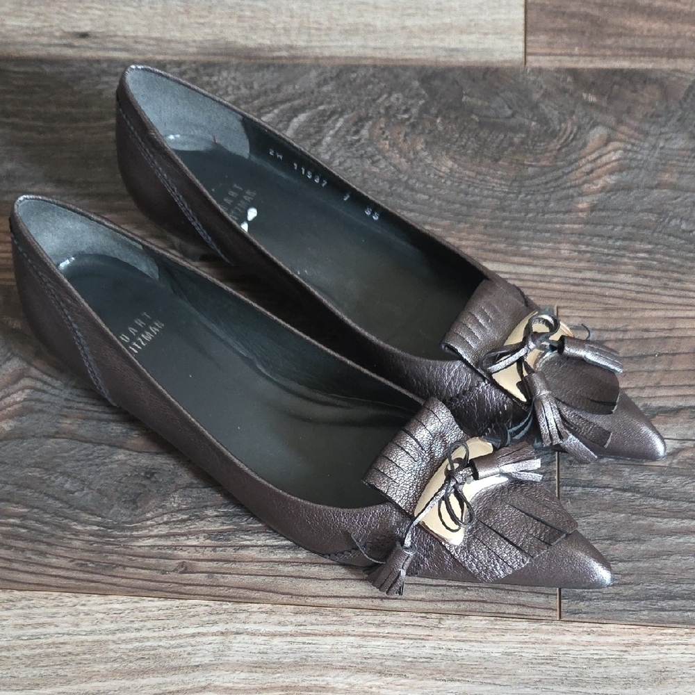 Stuart Weitzman Metallic Charcoal Loafers - Picture 9 of 12